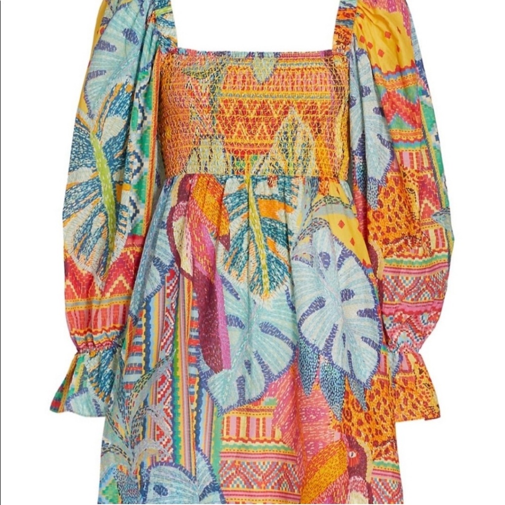 Summer Tapestry Square Neck Mini Dress XS